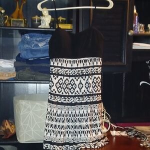 Forever 21 Black and White Patterned Midi Dress